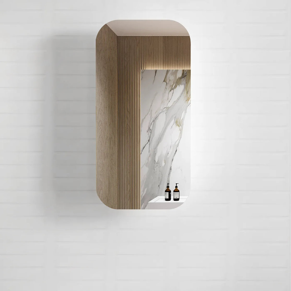 NEWPORT Natural Oak Shaving Cabinet W450xH900mm