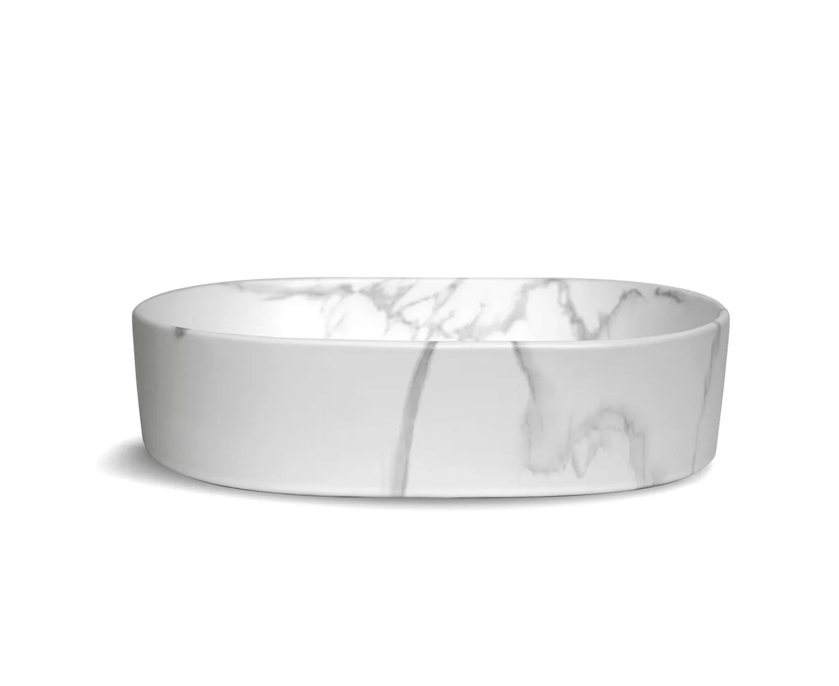 Quay Matte White Marble Basin (Oval: 500x340x120)