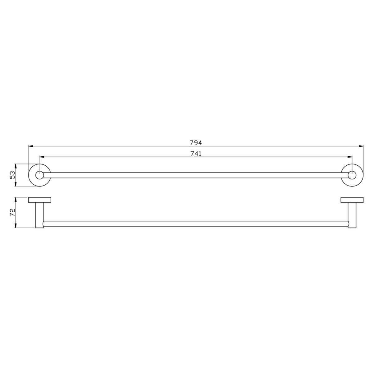 Otus Round Single Towel Rail 750mm