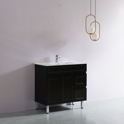 ACACIA SHAKER Matte Black PVC Floor Vanity 900mm