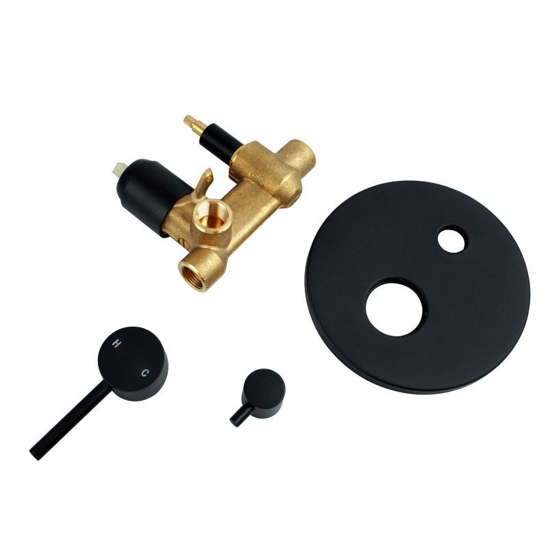 LUCID PIN Round Shower Bath Mixer Diverter - Brushed Brass