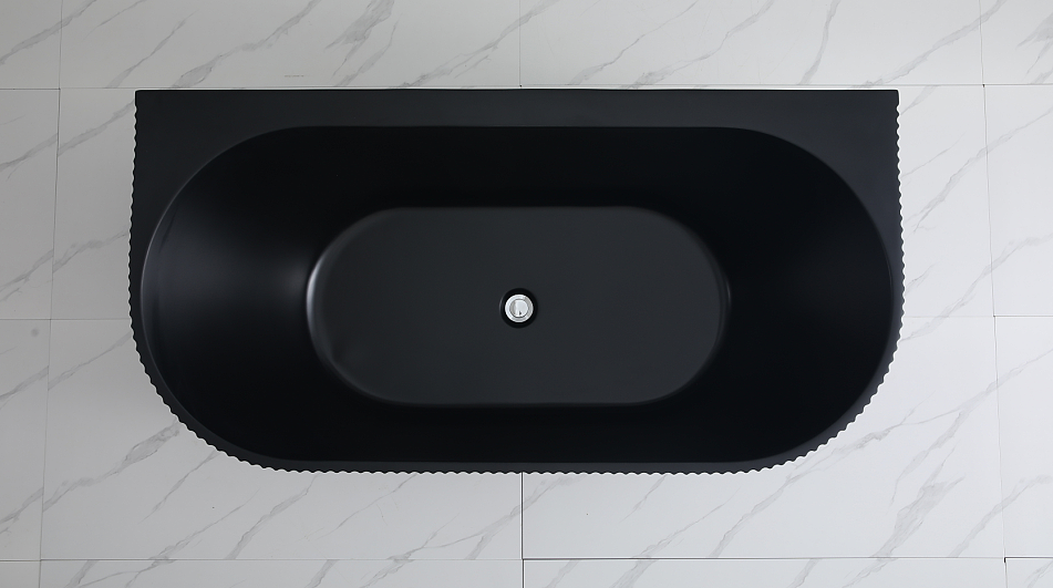 Bari Back to Wall Oval Bathtub with Non-Overflow (Matte Black) (1500/1700mm)