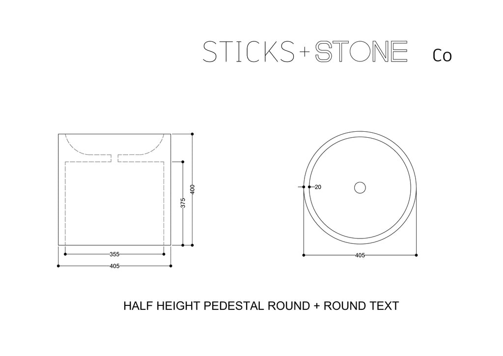 Sticks & Stone Concrete Textured Half Height Round Pedestal Basin