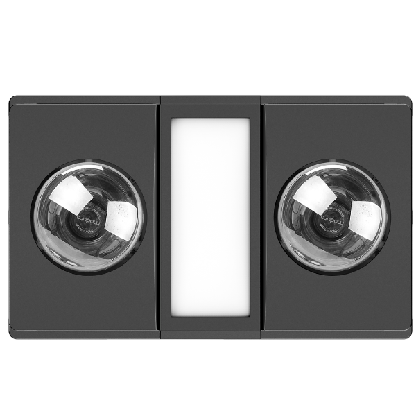MODURA AllLux2 Black Exhaust Fan With Tricolour Panel Light 12w