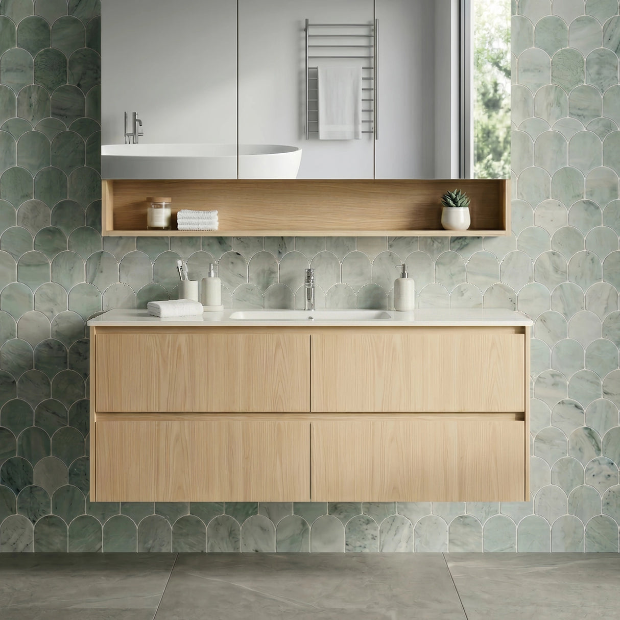 Lukka Gladstone Plywood Wall Hung Vanity - Sandy Oak (All Sizes)