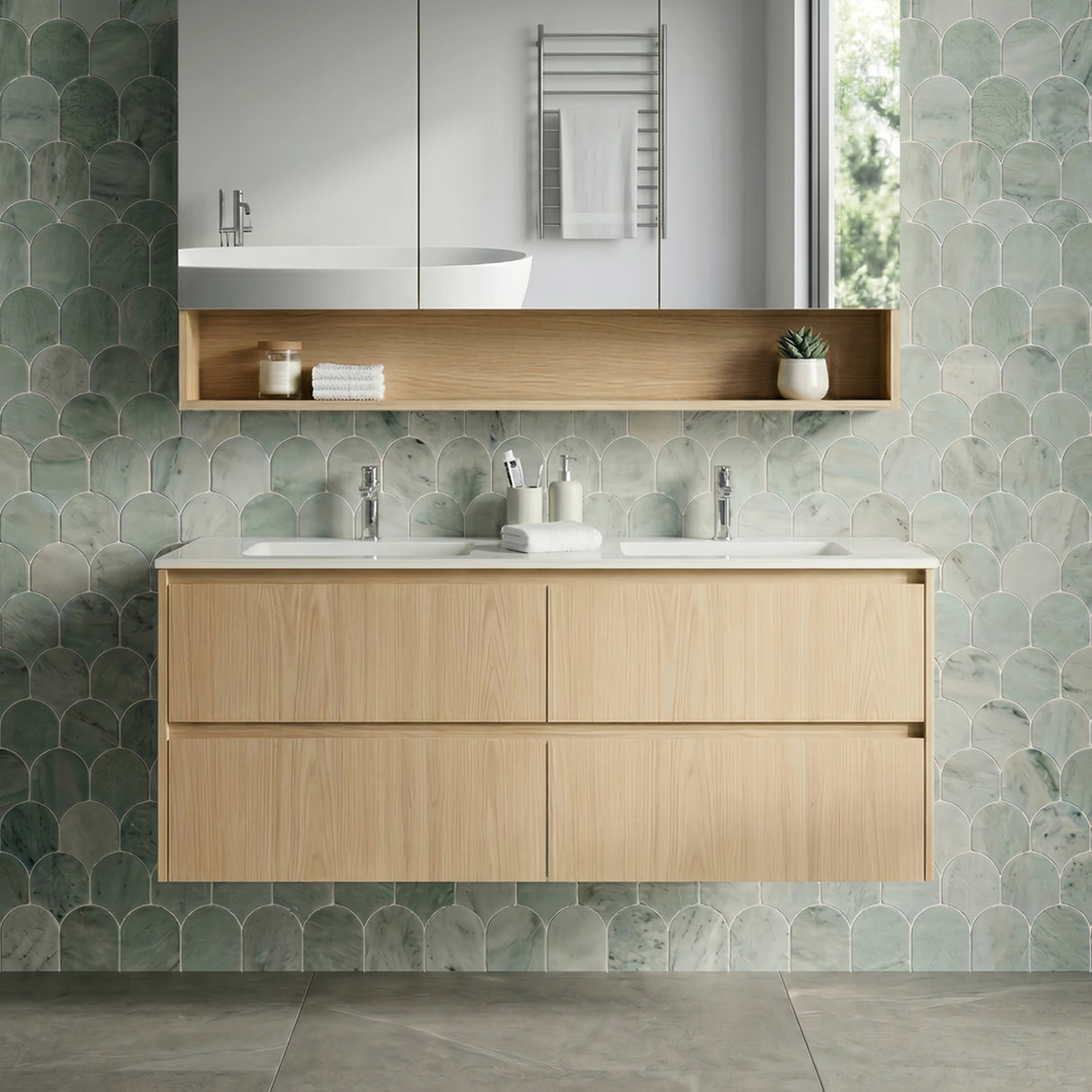Lukka Gladstone Plywood Wall Hung Vanity - Sandy Oak (All Sizes)