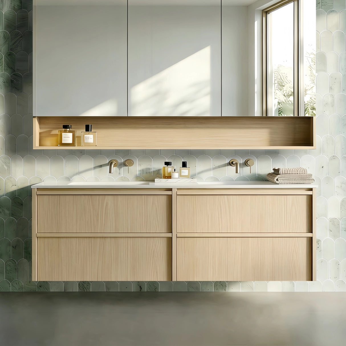 Lukka Ridgewood Plywood Wall Hung Vanity - Sandy Oak (All Sizes)