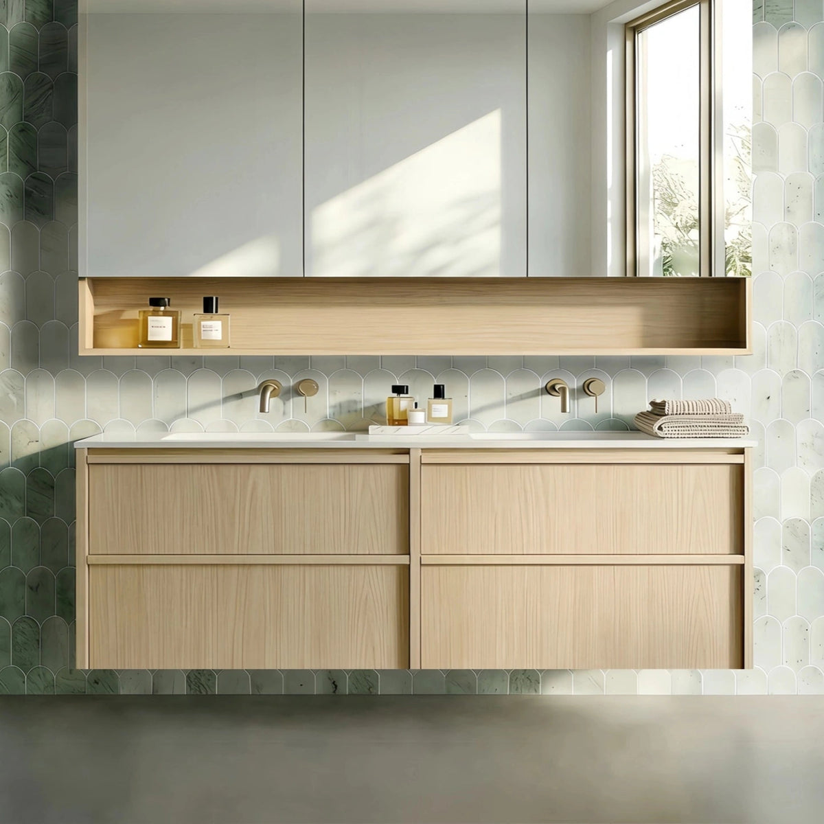 Lukka Ridgewood Plywood Wall Hung Vanity - Sandy Oak (All Sizes)