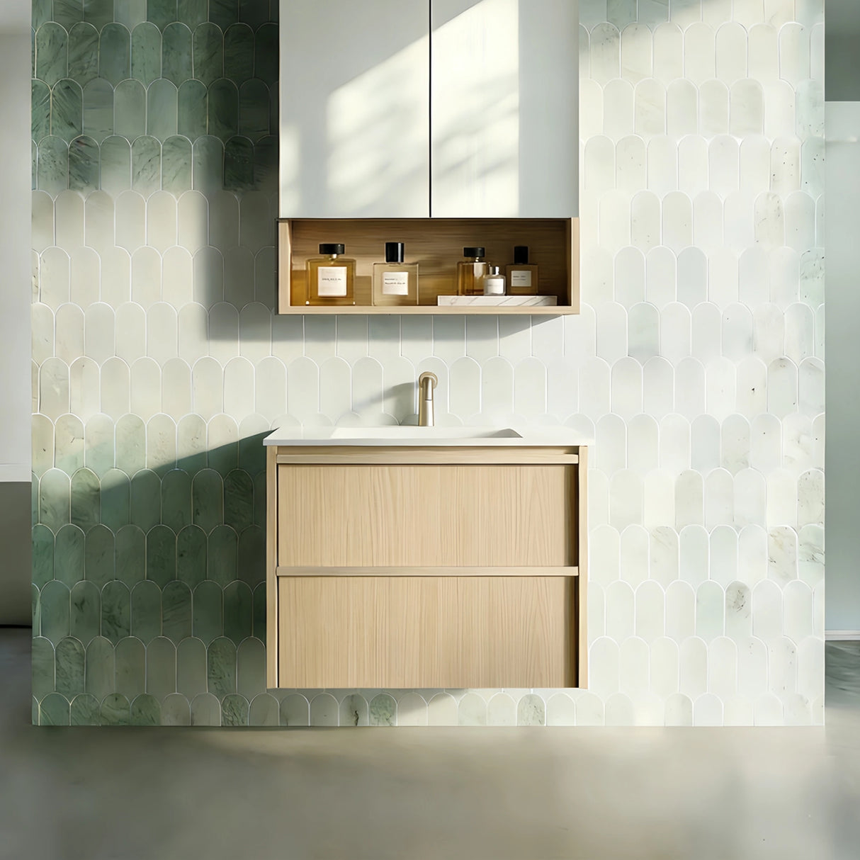 Lukka Ridgewood Plywood Wall Hung Vanity - Sandy Oak (All Sizes)