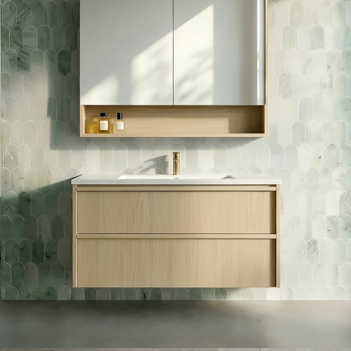 Lukka Ridgewood Plywood Wall Hung Vanity - Sandy Oak (All Sizes)
