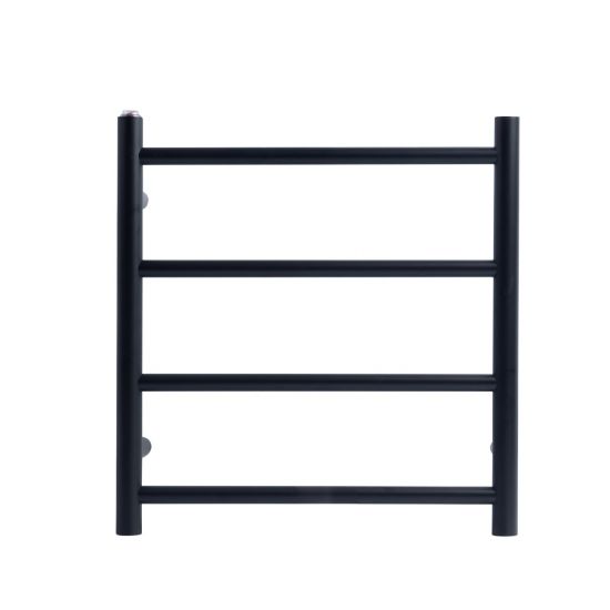 Round Electric Heated Towel Rack 4 Bars - Matte Black