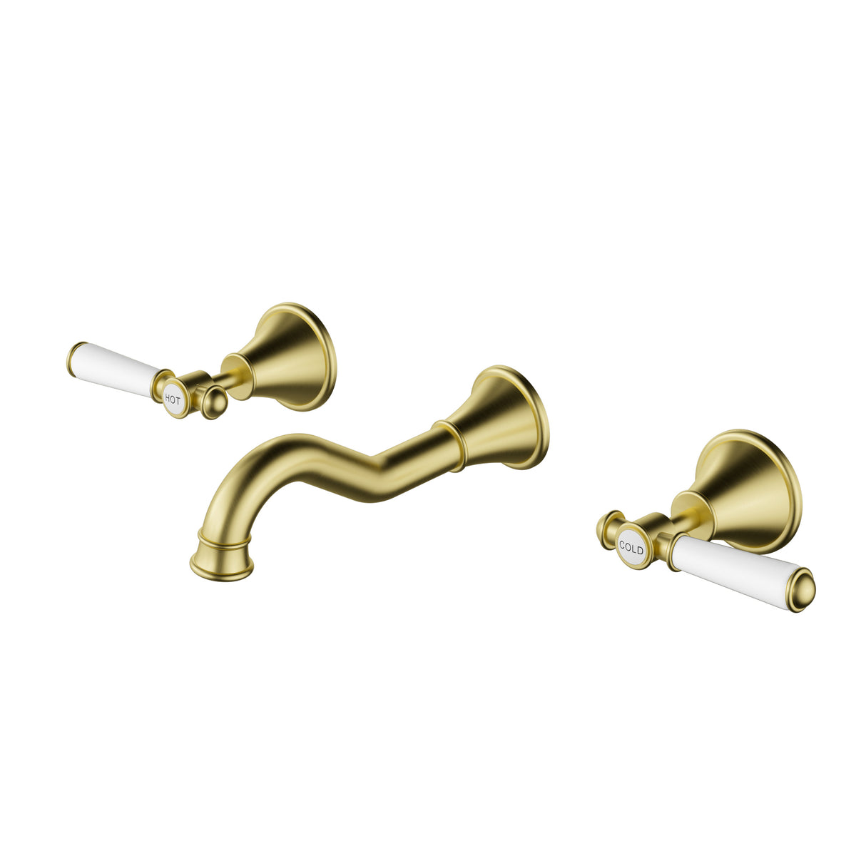 Clasico Bath Tap Set - Ceramic Handle - Brushed Gold