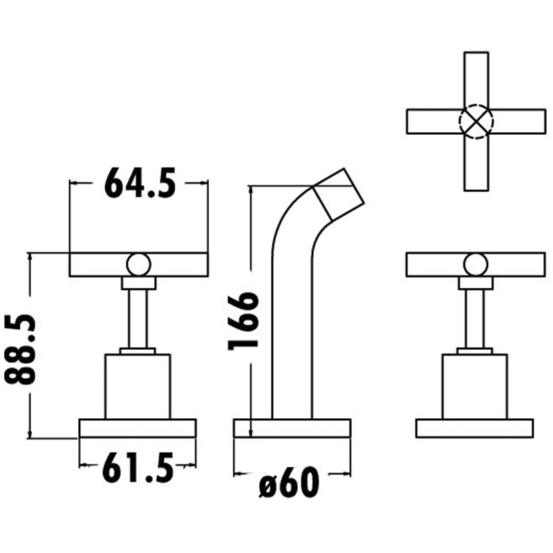 Bath Tap Set - Lead Free - Technical Drawing