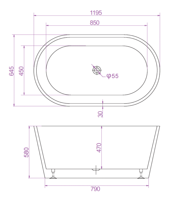 SHANTY Free-Standing Bathtub Without Overflow (Gloss White) (Optional Sizes)