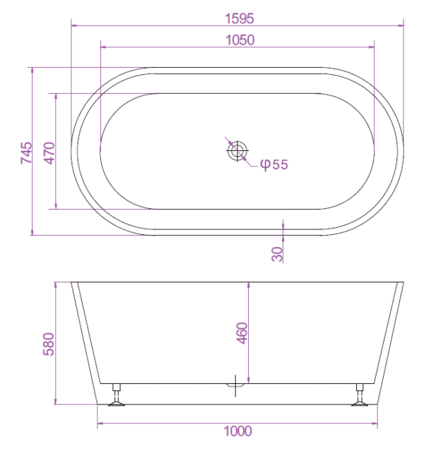 SHANTY Free-Standing Bathtub Without Overflow (Gloss White) (Optional Sizes)