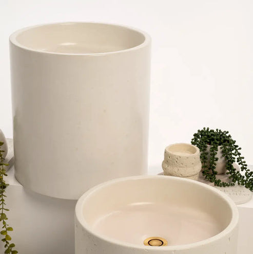 Sticks & Stone Concrete Polished Half Height Round Pedestal Basin