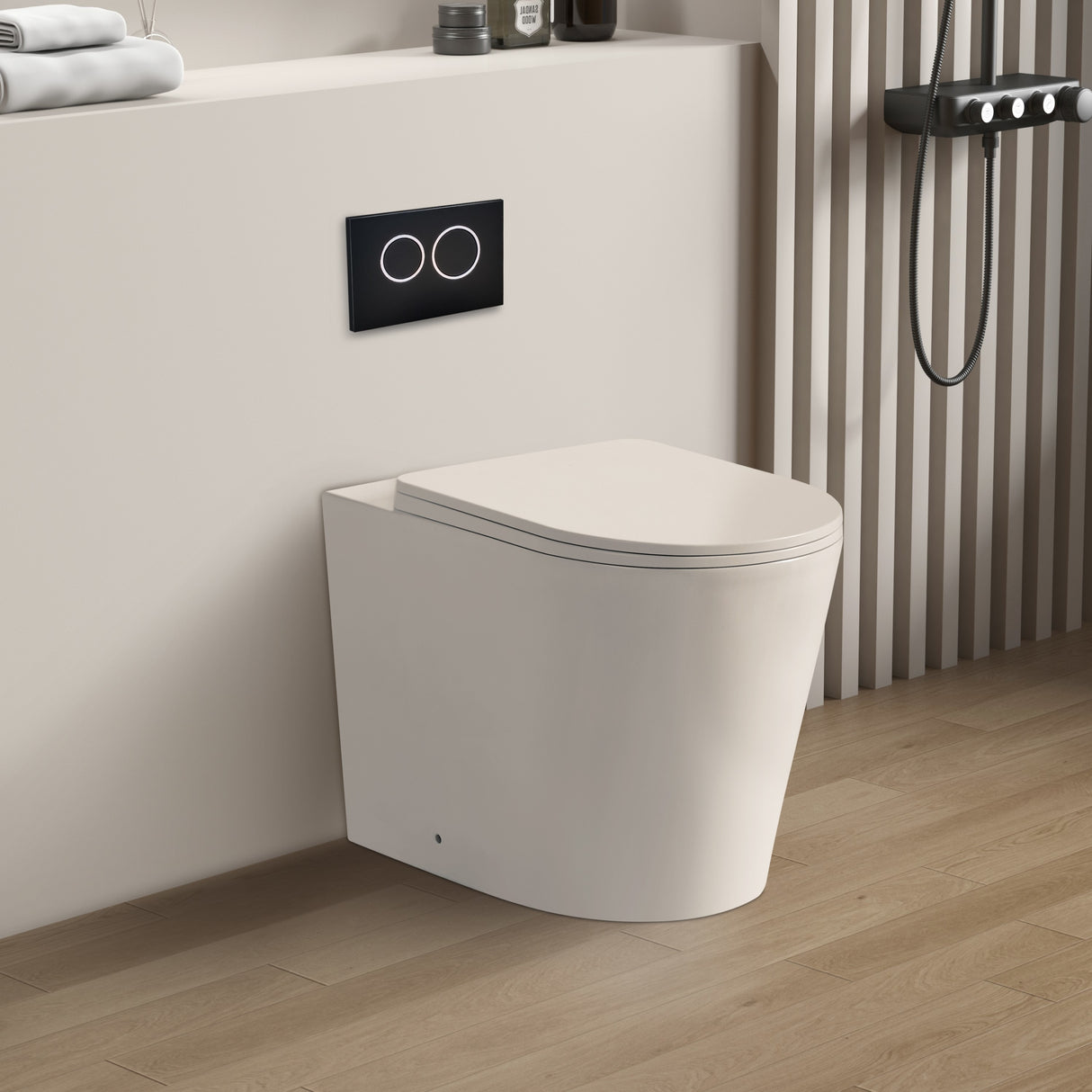 Avis Rimless Wall Faced Floor Gloss White/ Matte White Toilet