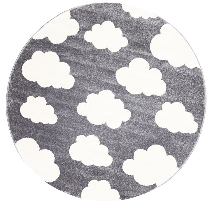 Piccolo Dark Grey and White Cloud Kids Rug