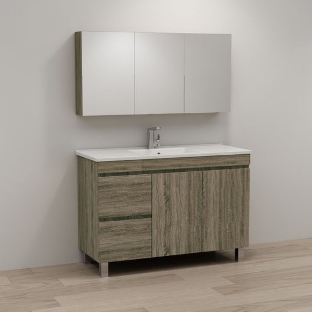 ABS DFL2 Dark Oak Freestanding Single Bowl Vanity 1200mm - Clearance