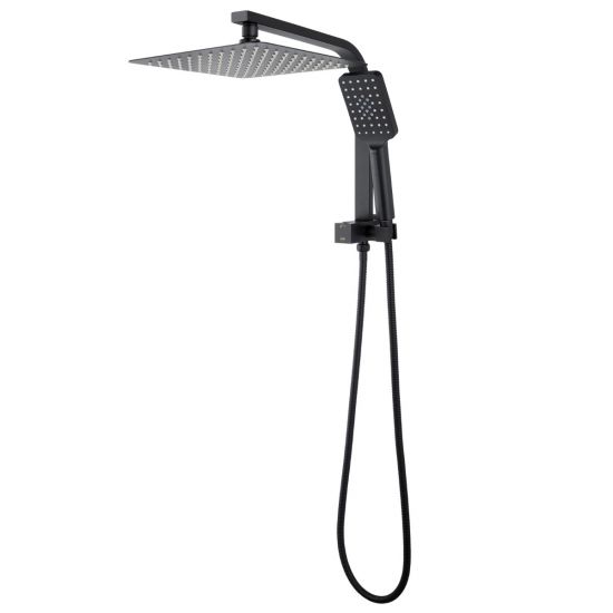 AQU 10" Square Shower Station Top Water Inlet - Black