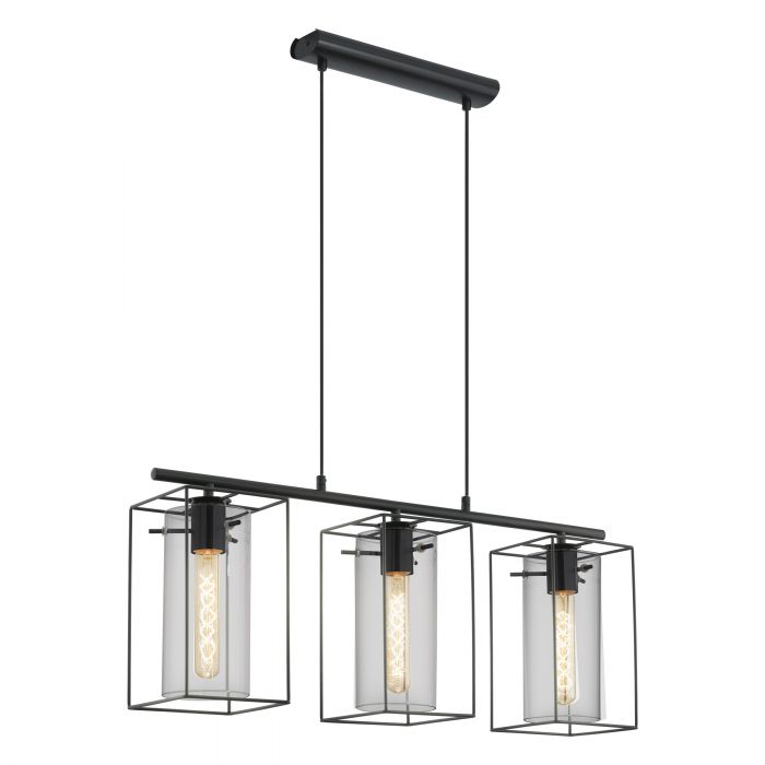 Pendant Light LONCINO 96 Smoked Glass Black-Transparent