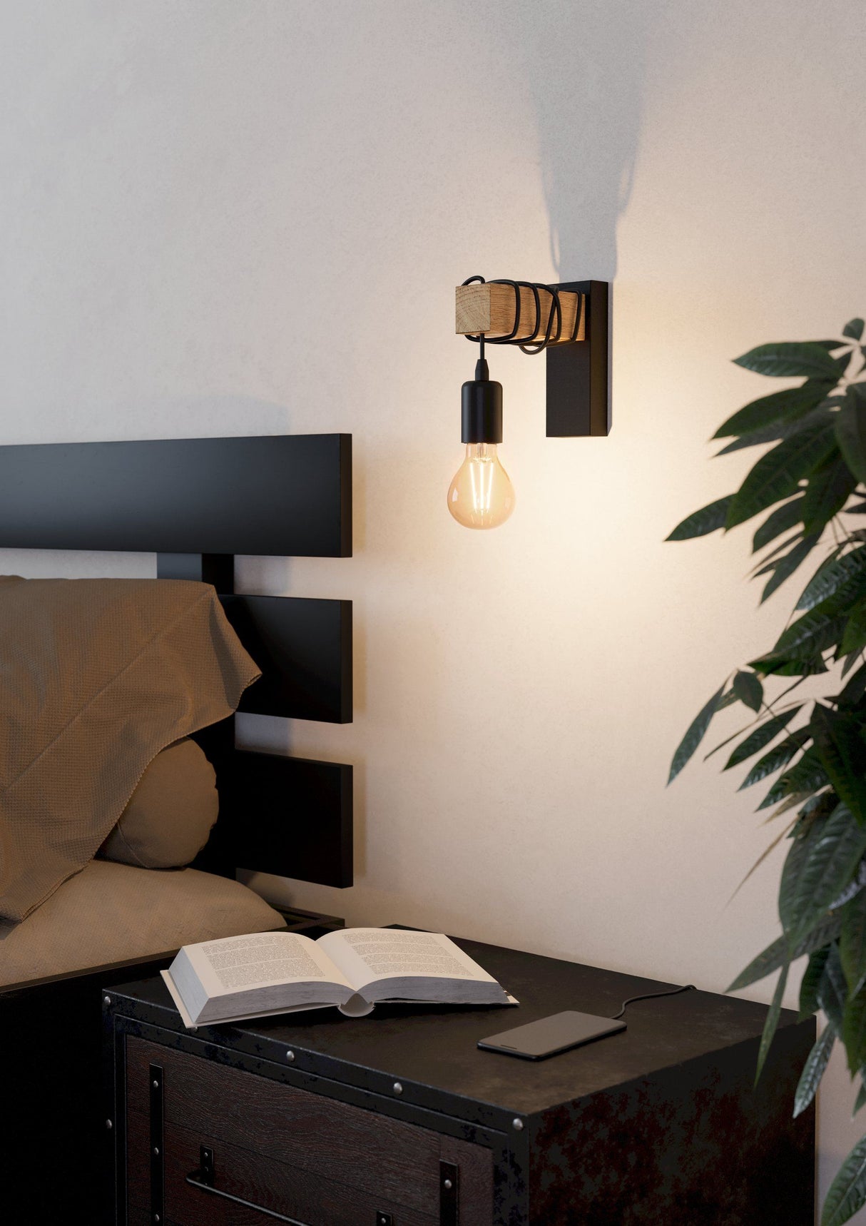 TOWNSHEND wall light Black Brown - Clearance