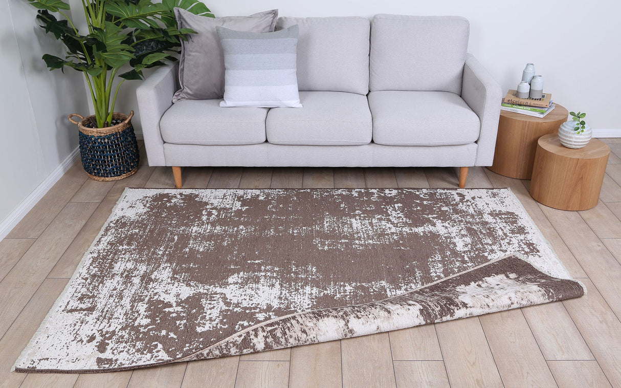 Rustic Vintage Abstract Amazing 2 in 1 Reversible Rug Beige