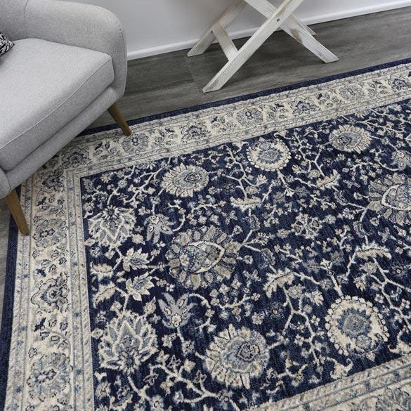 Arya Navy Blue Traditional Rug