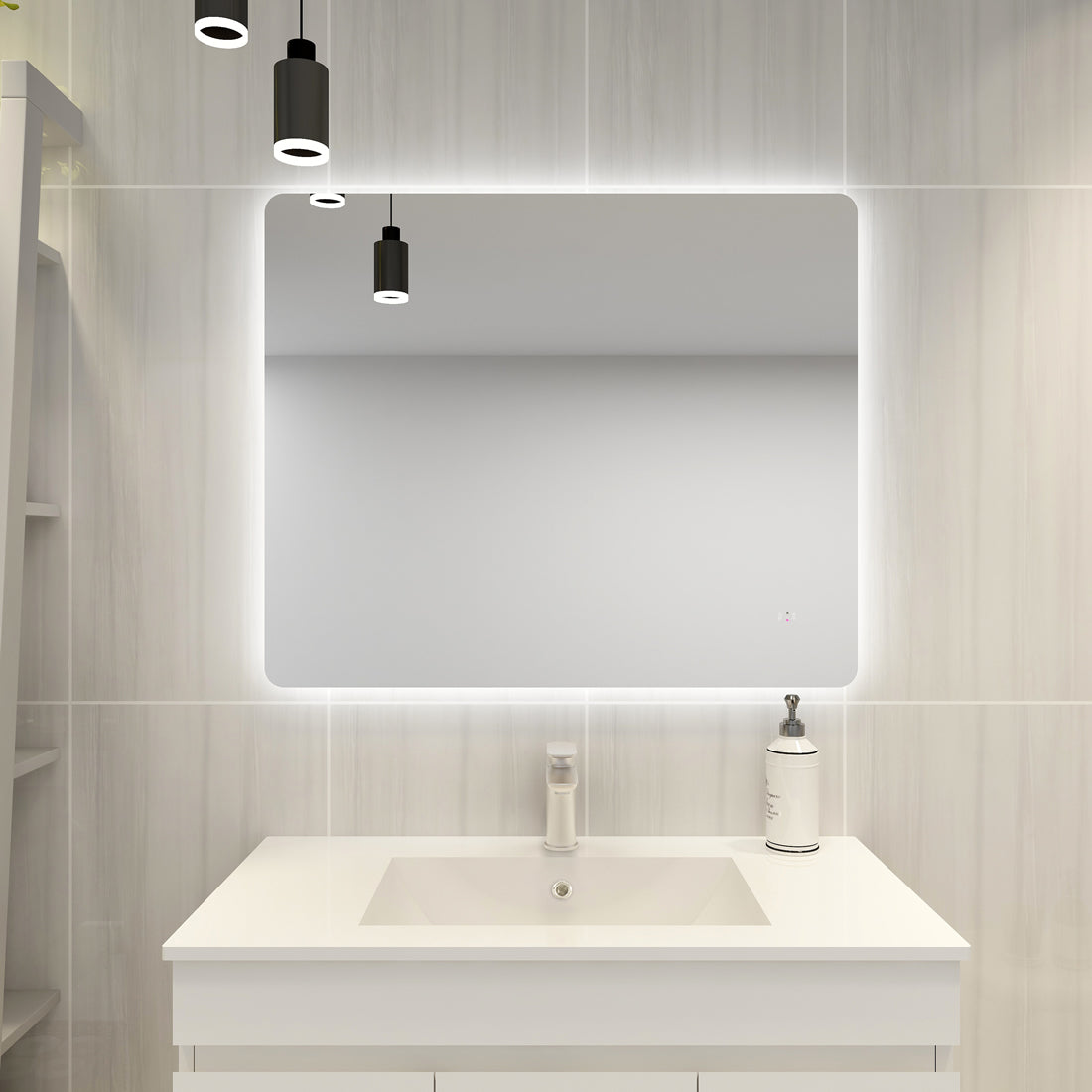 POS LED Rectangular Backlit Frameless Mirror 750/900