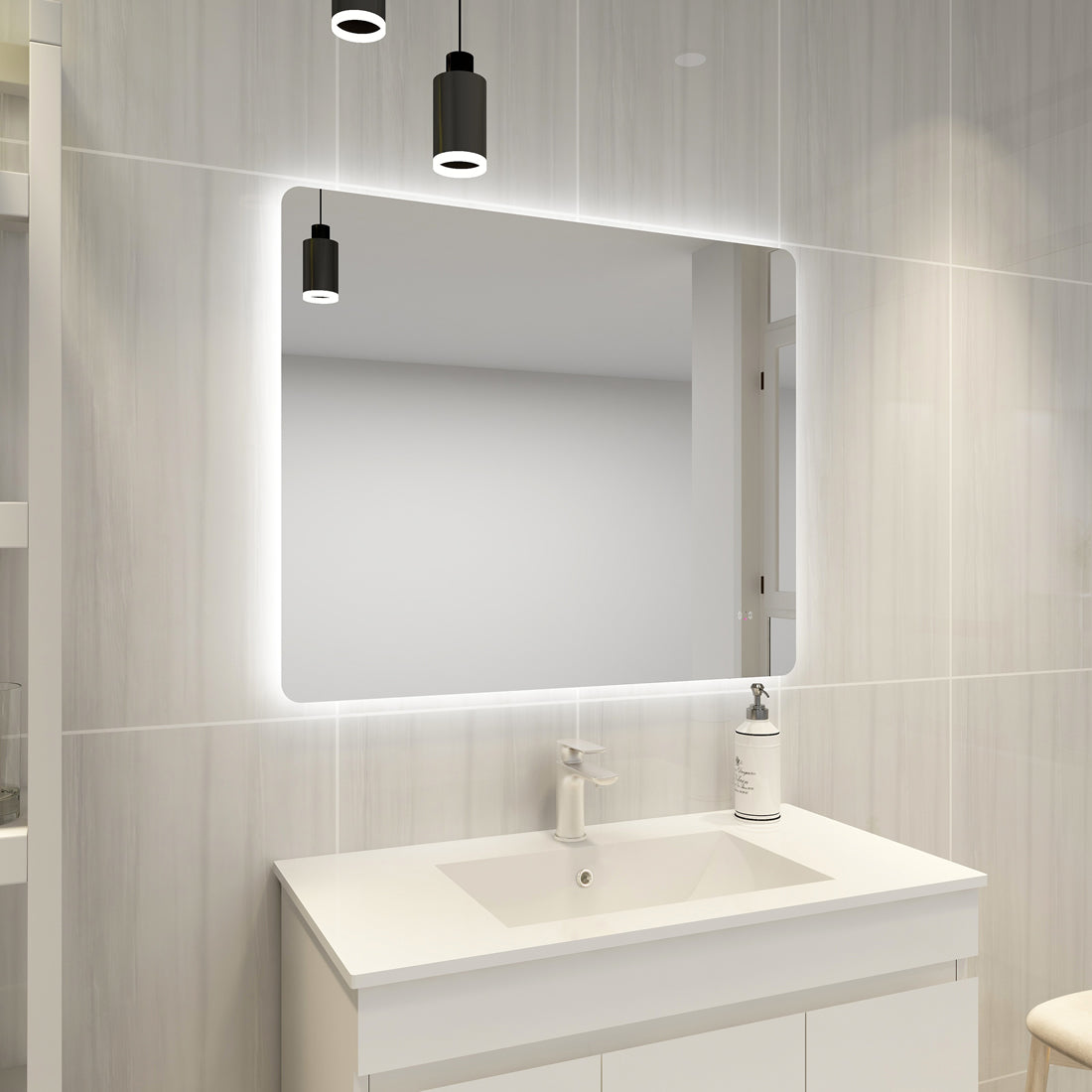 POS LED Rectangular Backlit Frameless Mirror 750/900