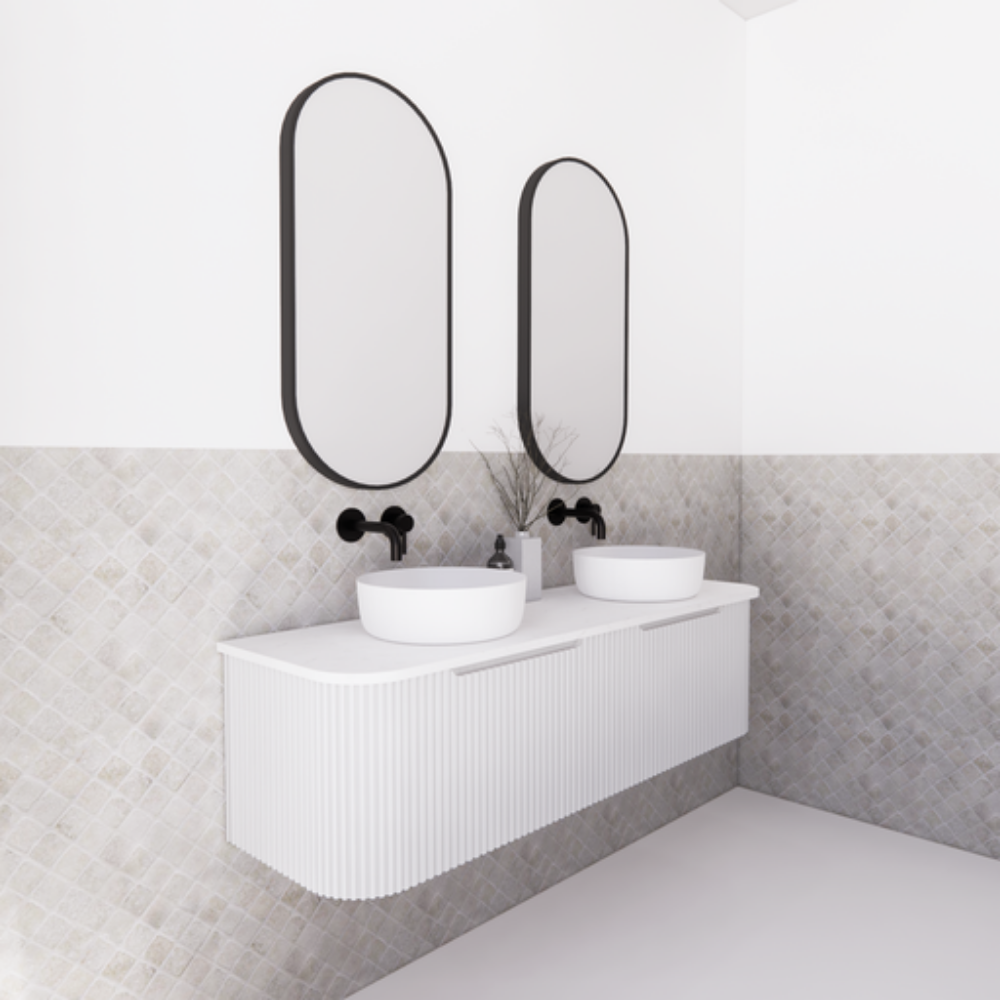 ABS BERGEN Wall Hung Double Bowl Vanity 1500mm (Matte White)