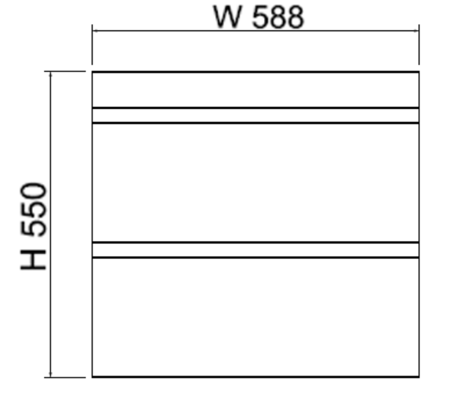 ABS MF Light American Oak Wall Hung Vanity 600mm drawing