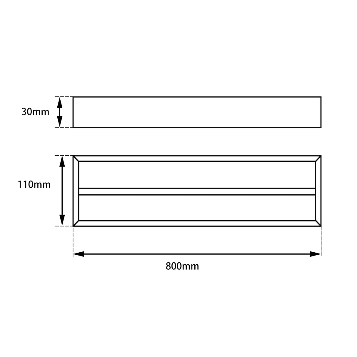 Cavallo AR42-8 Square Double Towel Rail 800mm - Brushed Gold Technical Drawing