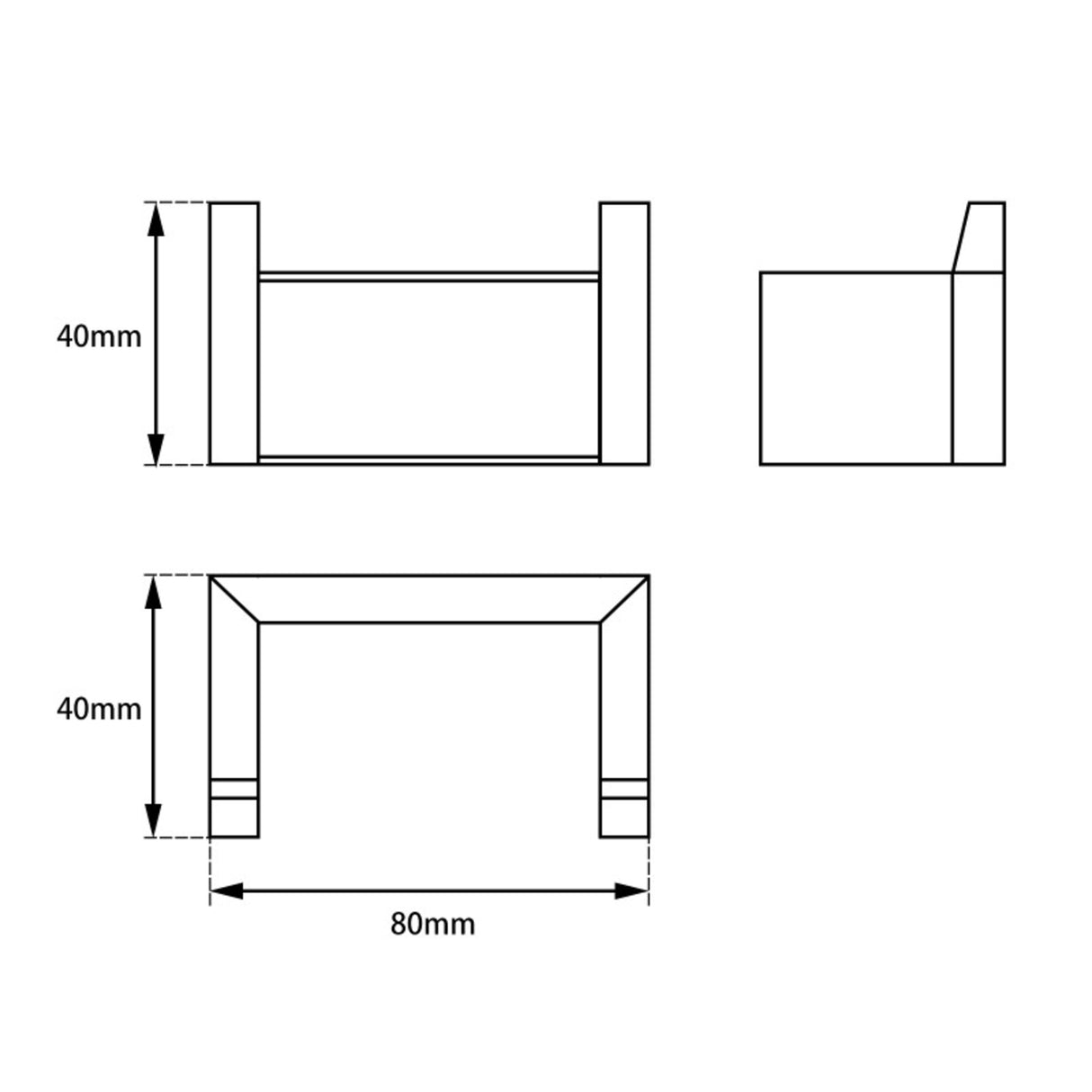 Norico Cavallo Square Double Robe Hook Specification Drawing