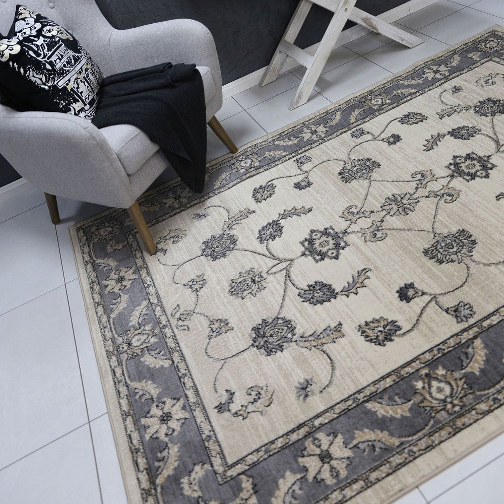 Arya Cream Grey Oriental Rug