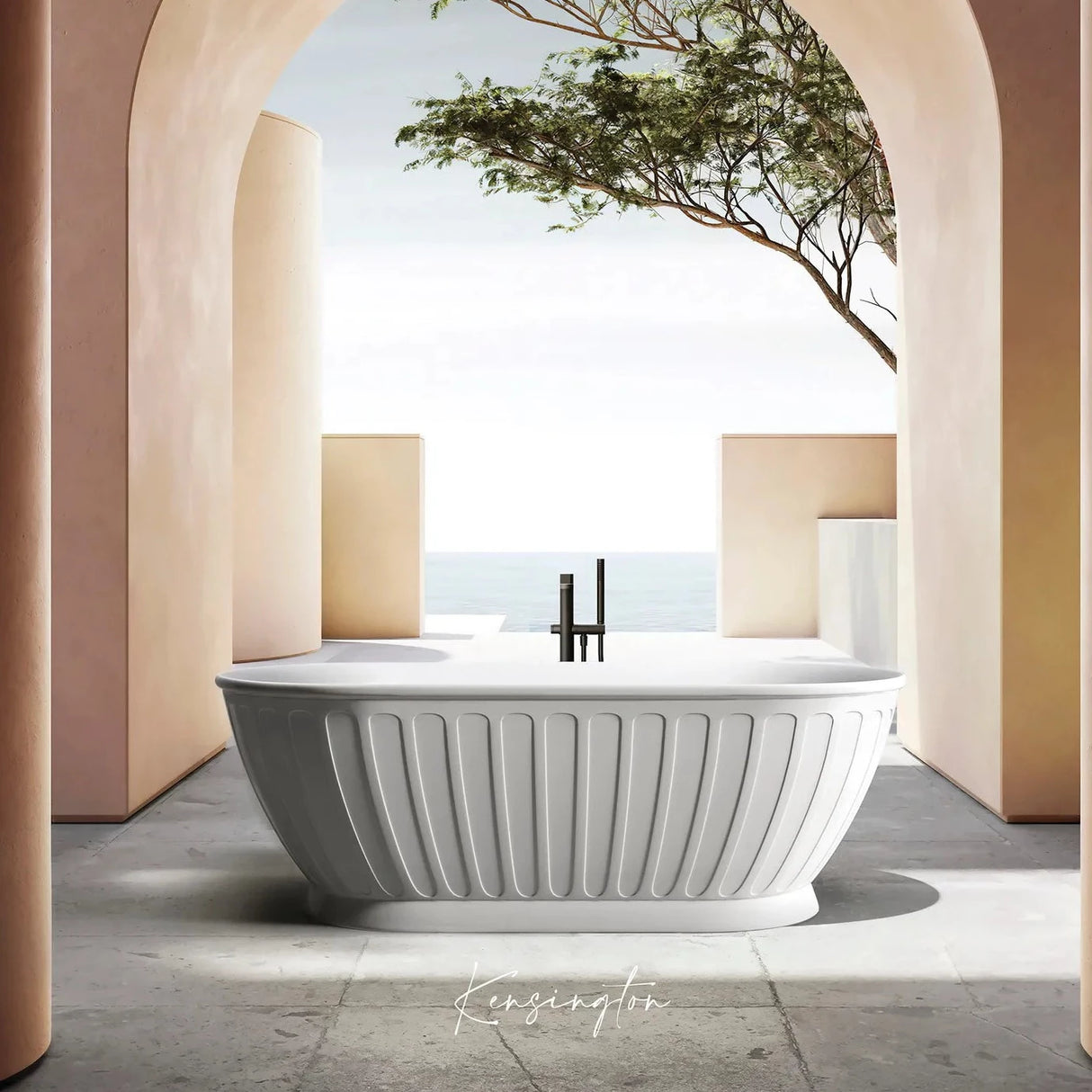 Attica Kensington Freestanding Overflow Bathtub - Gloss White