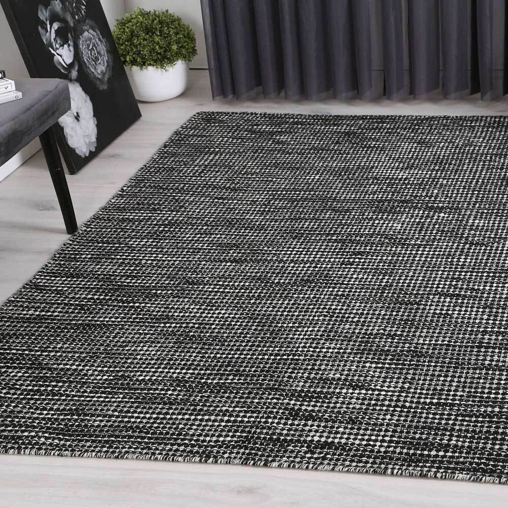 Nordic Black White Reversible Wool Rug