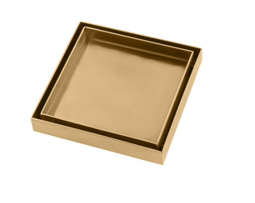 Shower Grate Floor Waste Drain Smart Insert Tile 120*120mm - Brushed Brass