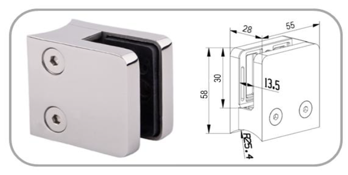 Glass Clamp - Glass to Round Post