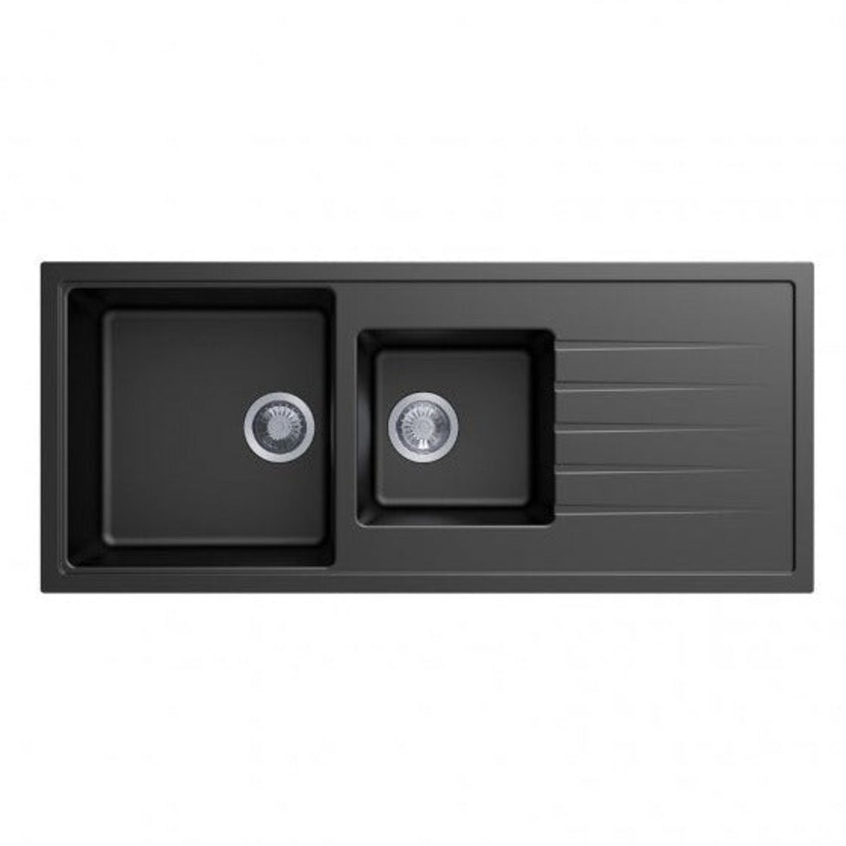 CARYSIL VIVALDI Black Granite Single and 1/2 Kitchen Sink with Drainboard 1160x500mm