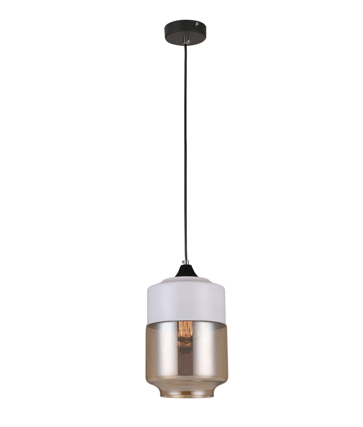 CASA: White With Amber Jar Shape Pendant Light