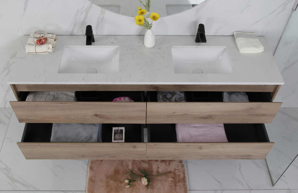 MAX MDF Wall Hung Vanity Max Oak (All Sizes)