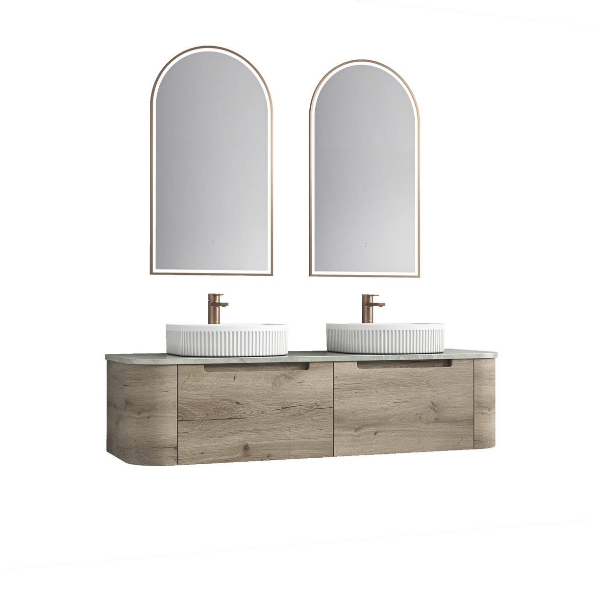 HAMILTON Wall Hung Curve Vanity Max Oak (All Sizes)
