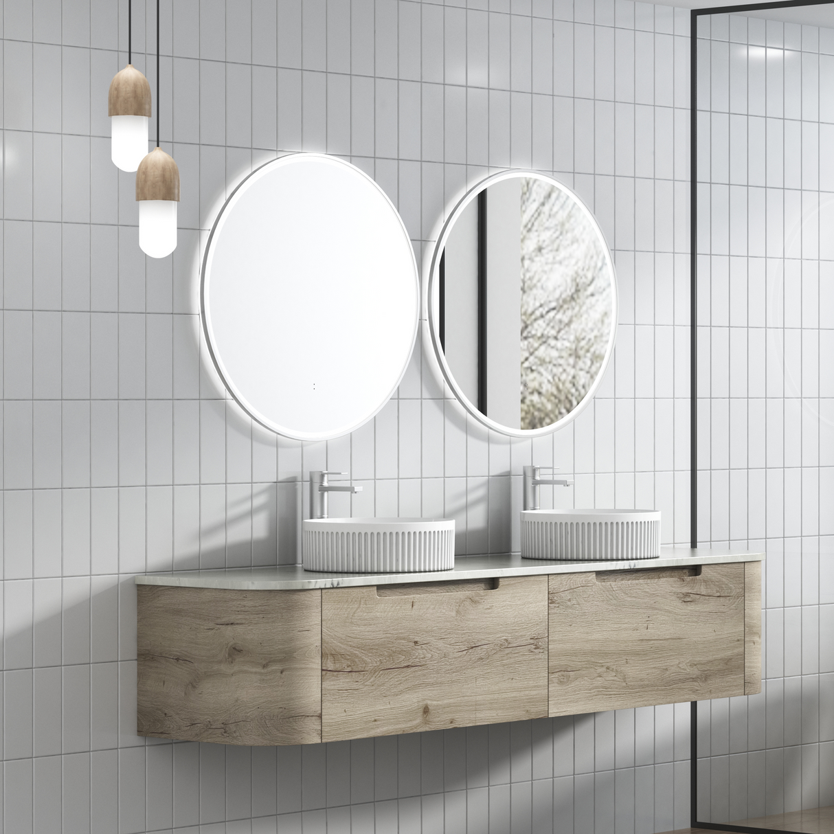 HAMILTON Wall Hung Curve Vanity Max Oak (All Sizes)