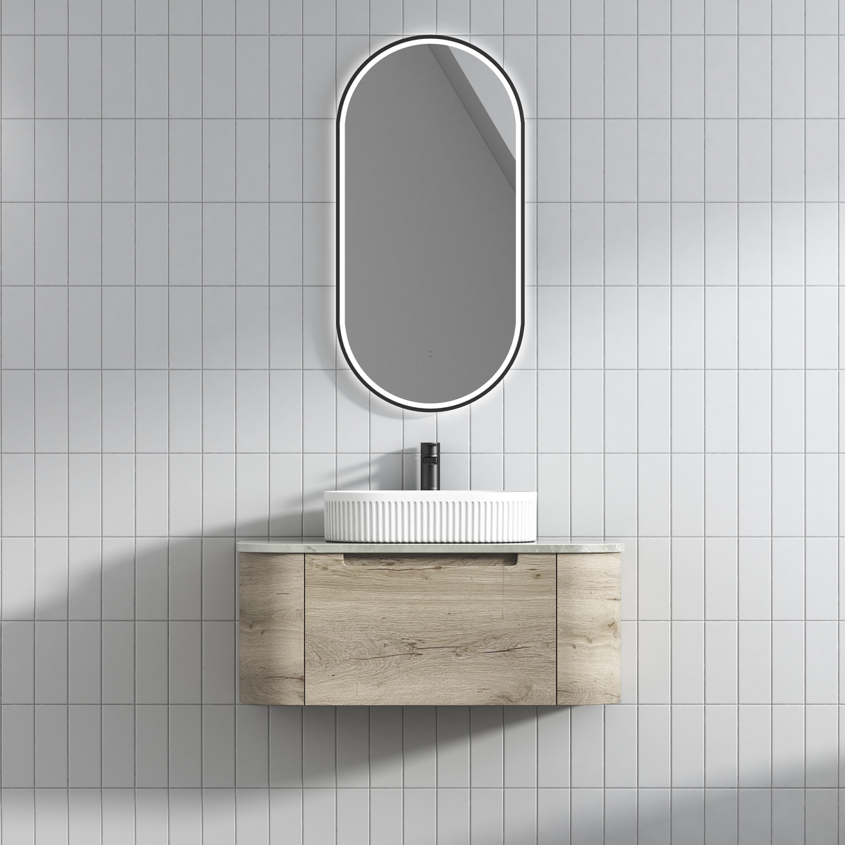 HAMILTON Wall Hung Curve Vanity Max Oak (All Sizes)