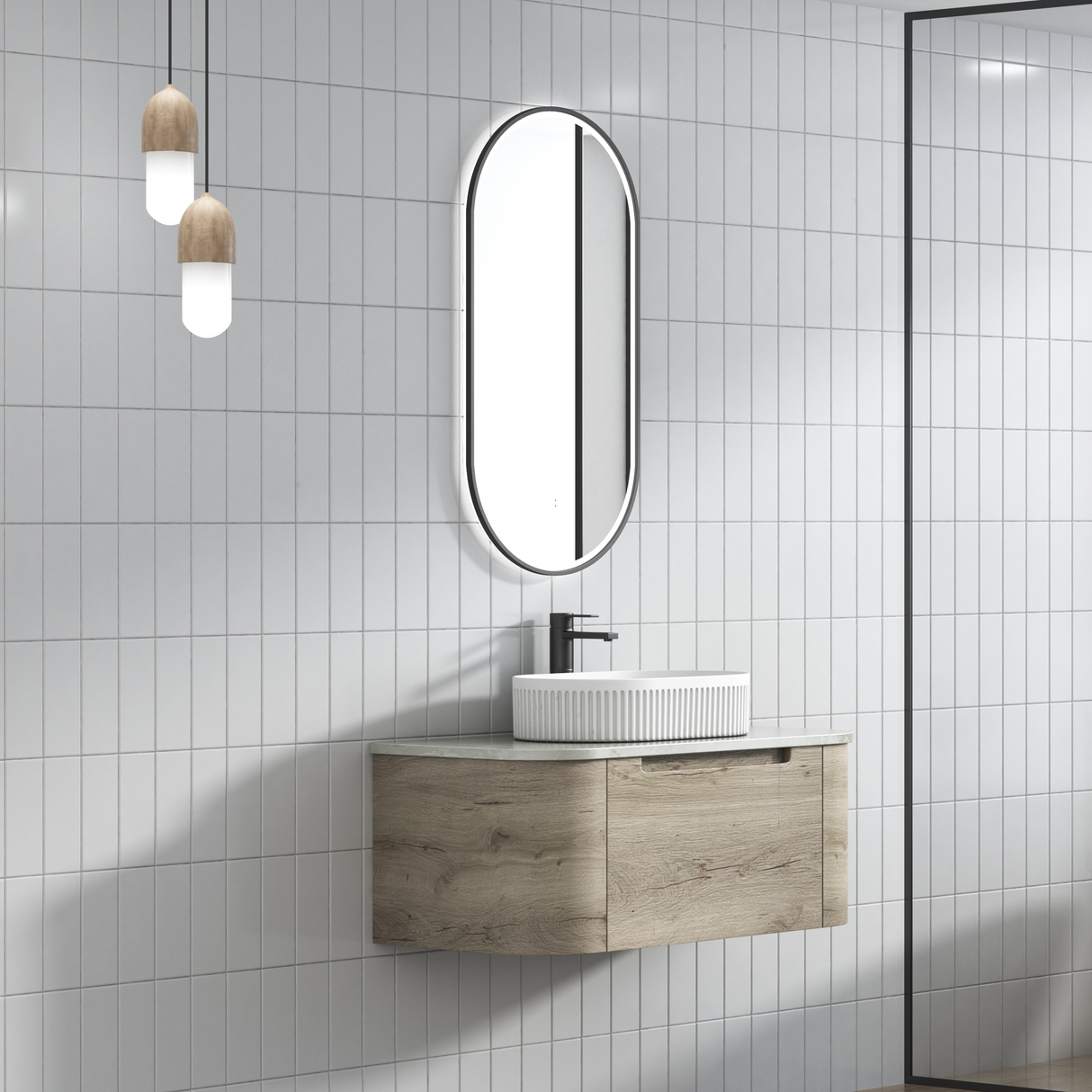 HAMILTON Wall Hung Curve Vanity Max Oak (All Sizes)