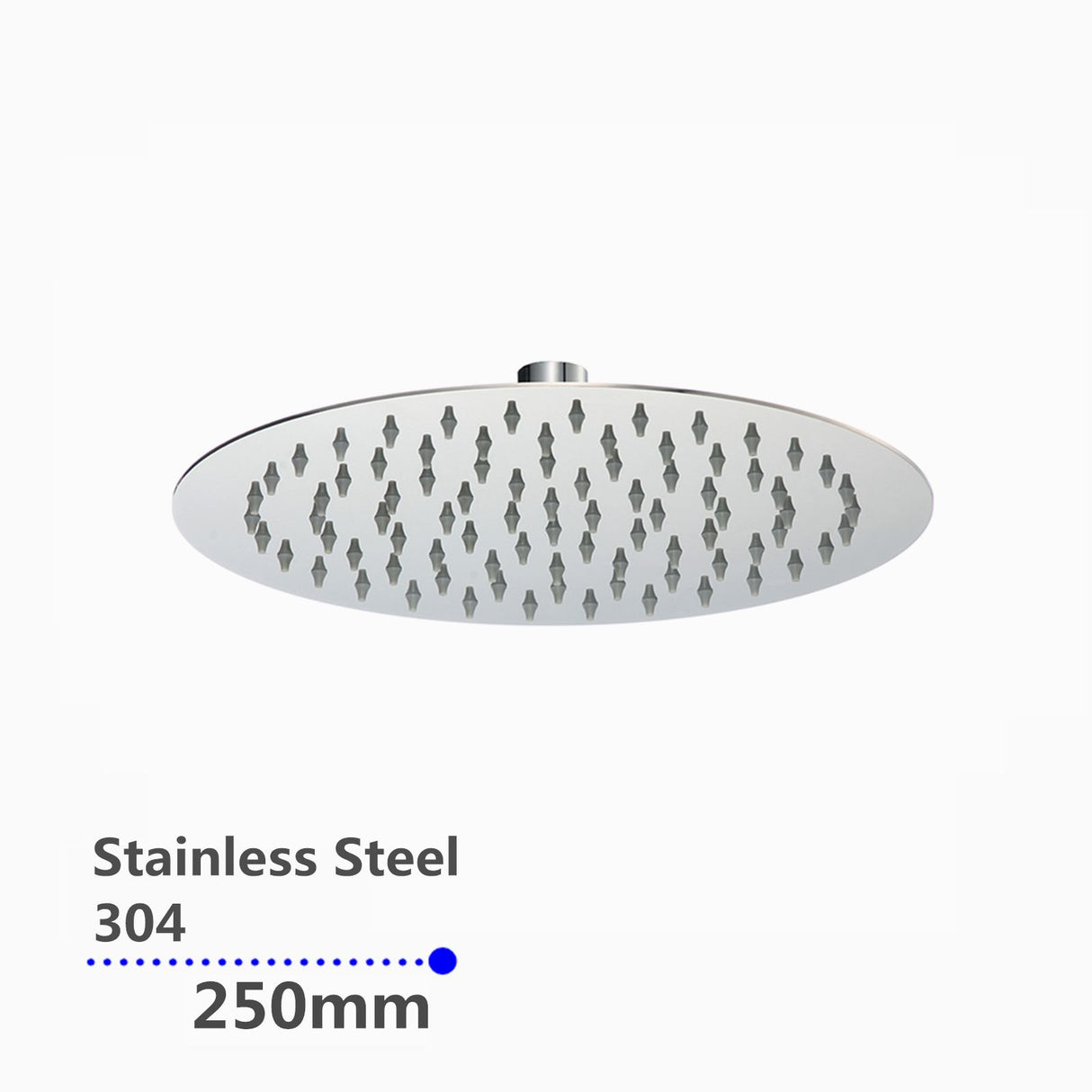 AQU Super Slim Round Rainfall Shower Head 250mm - Chrome