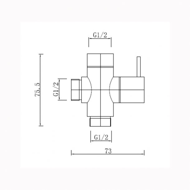 Brass Toilet Bidet Spray Diverter only Specification Drawing