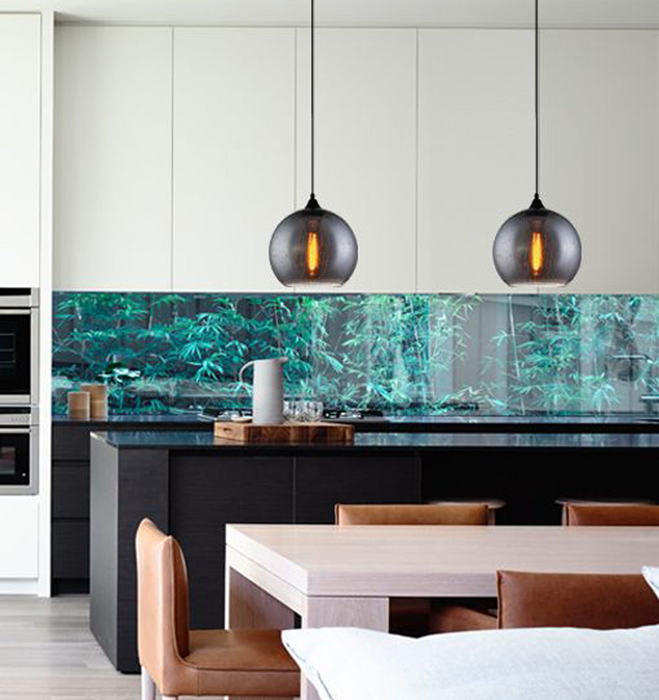 CHUVA: Smoke Black Glass with Rain Drop Effect Wine Glass Shape Pendant Light