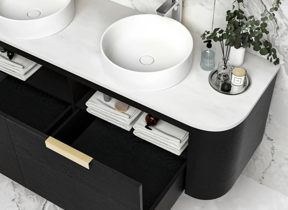 COOGEE Wall Hung Curve Vanity Black Oak